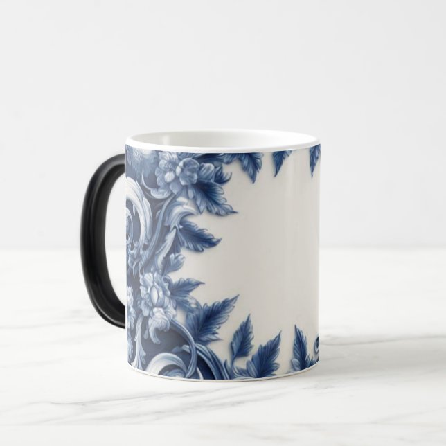 Vit blomkruka i keramik, 15oz magisk mugg (Framsida vänster)