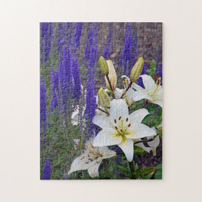 Vit blomkudde pussel (Vertikal)
