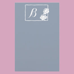 Vit blomma Anpassade Monogram Brevpapper