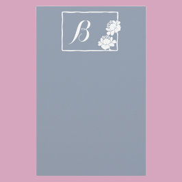 Vit blomma Anpassade Monogram Brevpapper