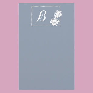 Vit blomma Anpassade Monogram Brevpapper