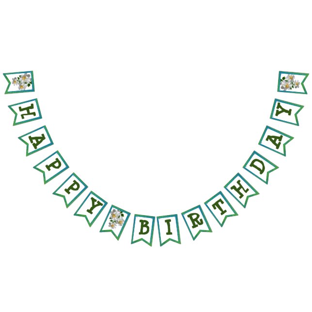 Vit blomma bunting banner vimplar (Alla)