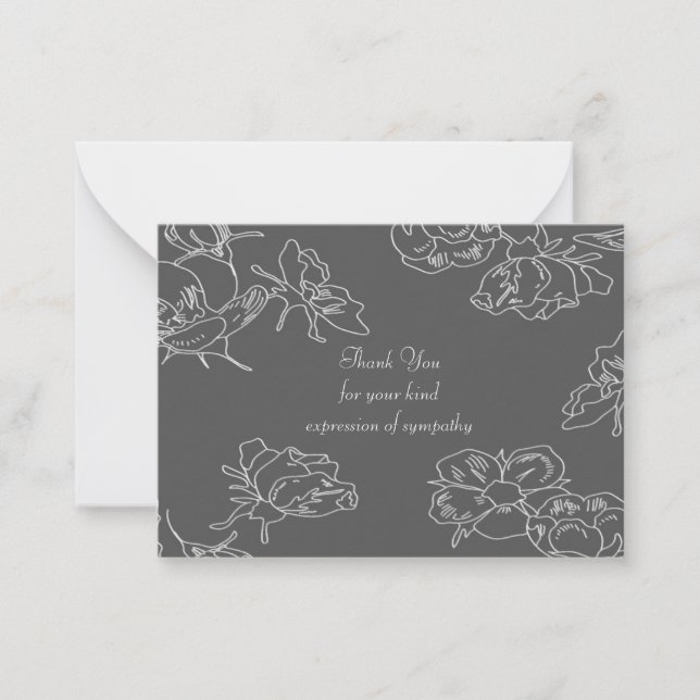 Vit blomma efter begravning, tack kort (Framsida)