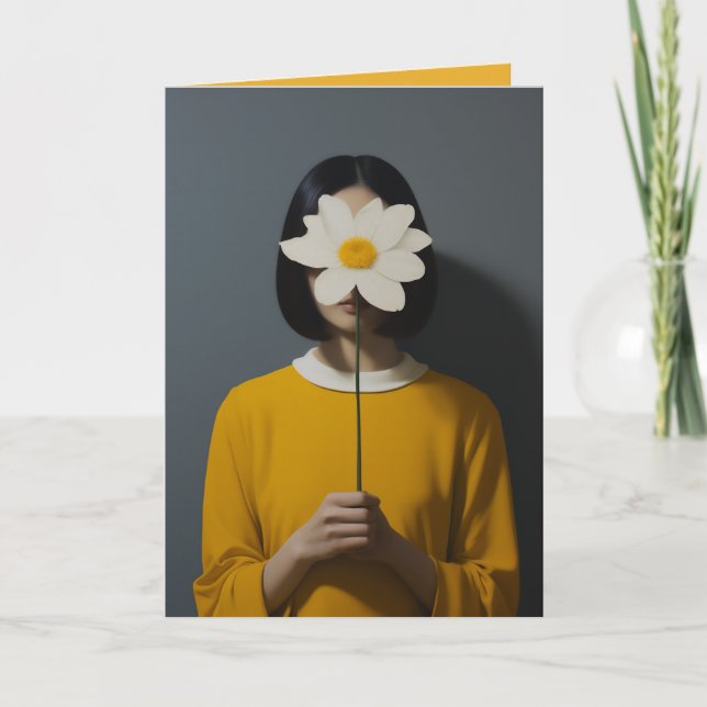 Vit blomma för kvinnlig Gult Inbjudan (Framsida)