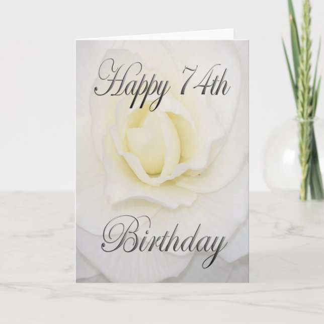 Vit blomma Glad 74-årsdag Kort (Framsida)
