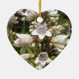 Vit blomma julgransprydnad keramik