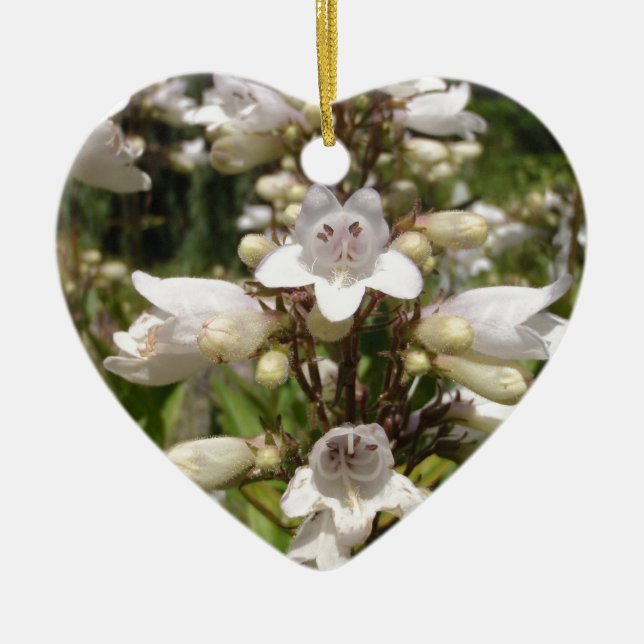 Vit blomma julgransprydnad keramik (Framsidan)