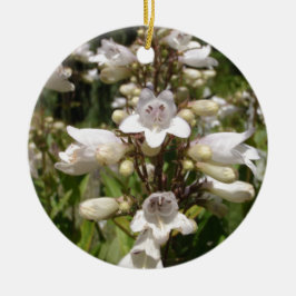 Vit blomma julgransprydnad keramik