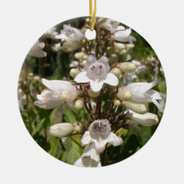Vit blomma julgransprydnad keramik (Framsidan)