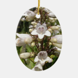 Vit blomma julgransprydnad keramik