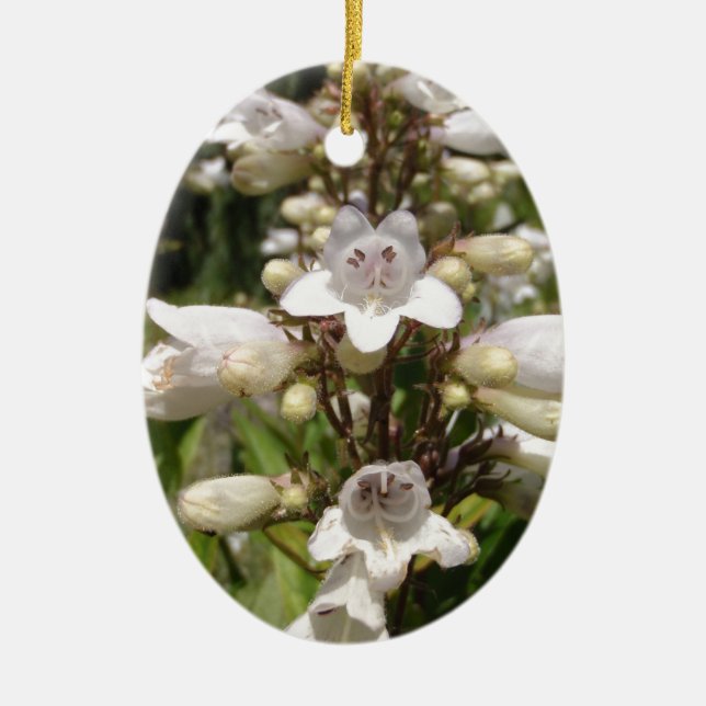 Vit blomma julgransprydnad keramik (Framsidan)
