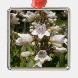 Vit blomma julgransprydnad metall