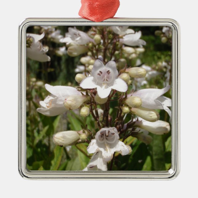 Vit blomma julgransprydnad metall (Framsidan)