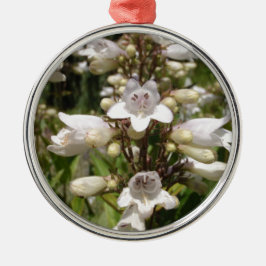Vit blomma julgransprydnad metall