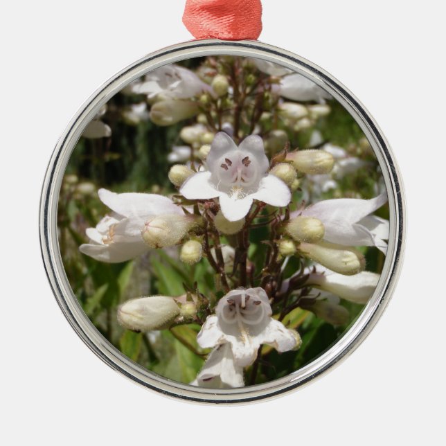 Vit blomma julgransprydnad metall (Framsidan)