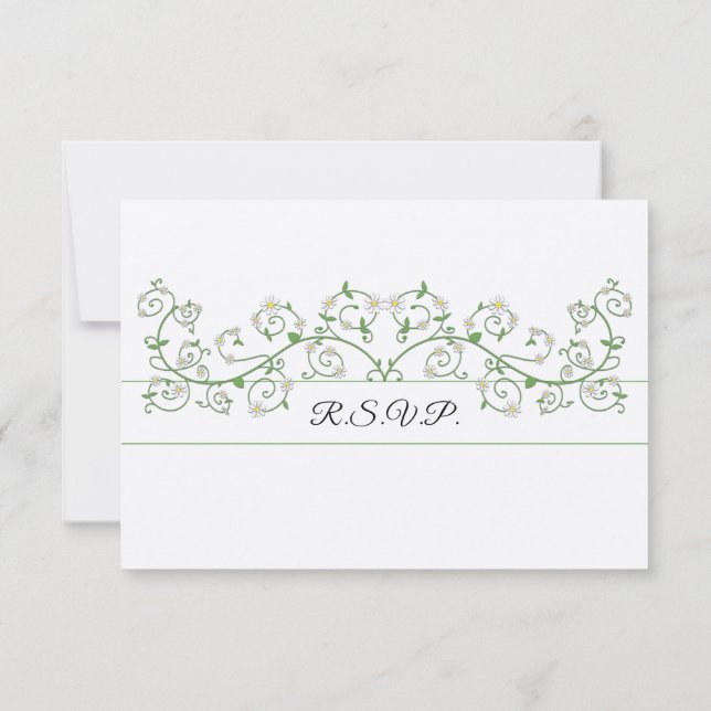 Vit Blomma Klängväxt RSVP-kort OSA Kort (Baksida)