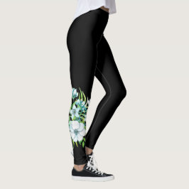 vit blomma korsage löv naturvit blommigt svart leggings