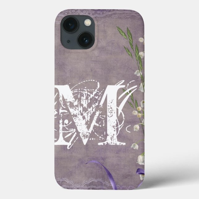 Vit blomma Land-monogram IPAD-väska i Snöre (Baksida)