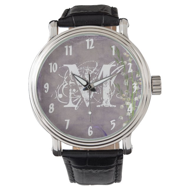 Vit blomma Land Snöre Wrist Watch Armbandsur (Framsida)
