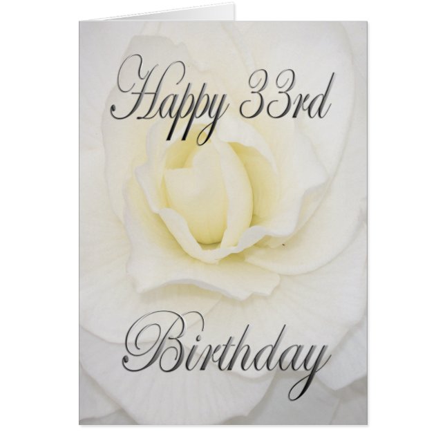 Vit blomma Lycklig 33:e födelsedagen Hälsningskort (Framsidan)