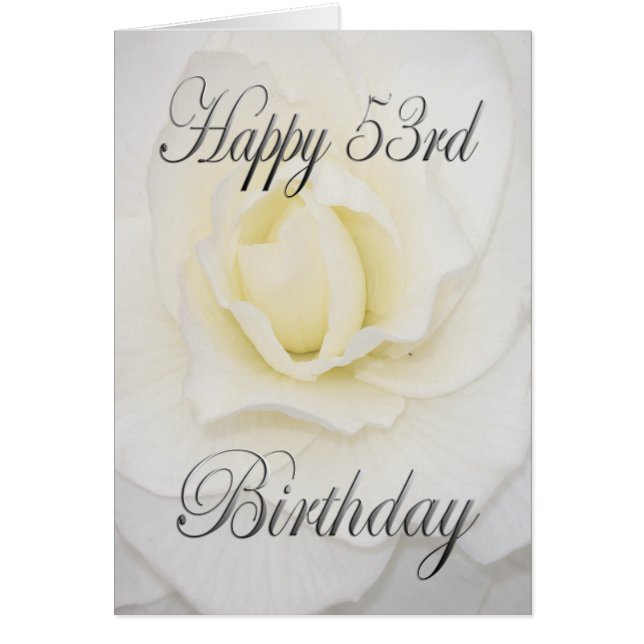 Vit blomma Lycklig 53:e födelsedagen Hälsningskort (Framsidan)