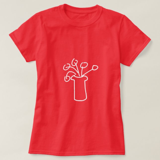 Vit blomma modern enkel konst t shirt (Design framsida)