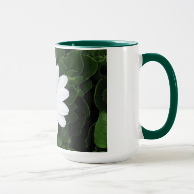 Vit blomma mugg - välj stil & färg (Höger)