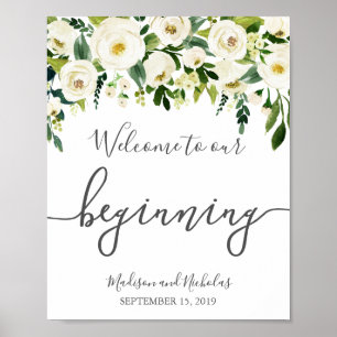 Vit blomma och Grönt Välkommen till vårt inledande Poster