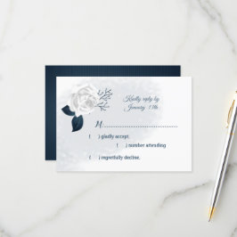 vit blomma och marin löv OSA kort