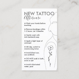 Vit blomma på flickas axel Ny tatueringsvård Visitkort