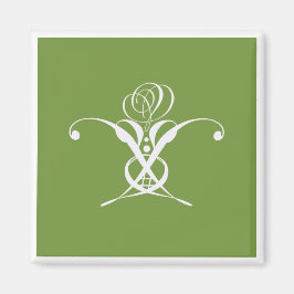 Vit blomma Pastel Grönt Påsk Magnet