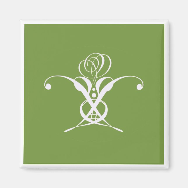 Vit blomma Pastel Grönt Påsk Magnet (Framsidan)