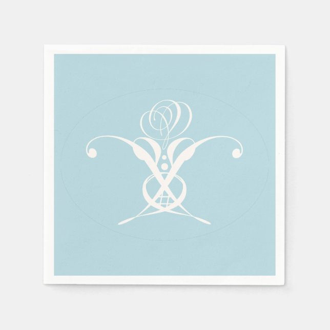 Vit blomma Pastellblå Påsk Pappersservett (Framsidan)