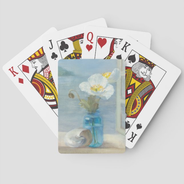 Vit blomma som förbiser havet spel kort (Baksidan)