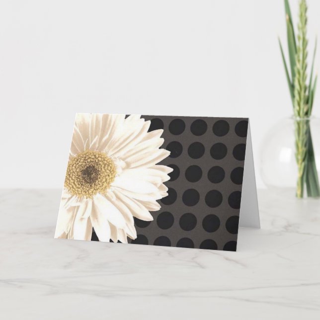 Vit Blomma Svarta Prickar Kort (Framsida)