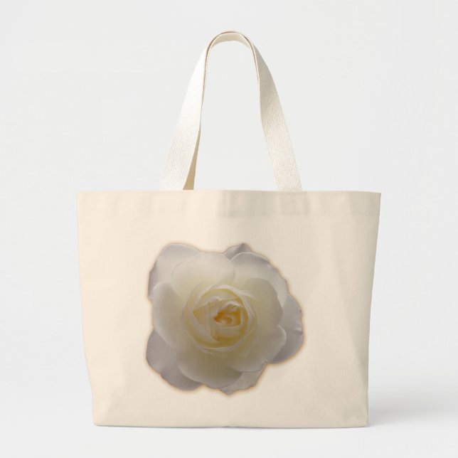 Vit blomma Tote Bag Vit ros Beach Tote bags Jumbo Tygkasse (Framsidan)