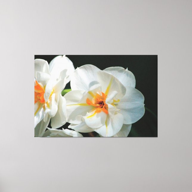 Vit blommad arbetsyta canvastryck (Framsida)