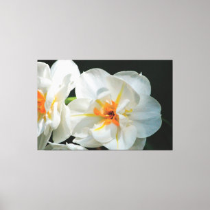 Vit blommad arbetsyta canvastryck