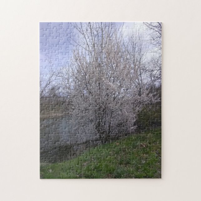 vit blommande träd andra pussel (Vertikal)