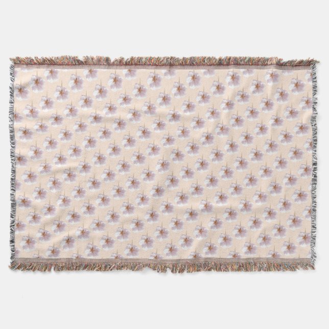 Vit Blommar Blanket Cherry Blommar Throw Blanket Mysfilt (Framsidan)