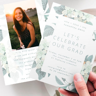 Vit Blommar Flower Photo Universiteten Grad Inbjudningar