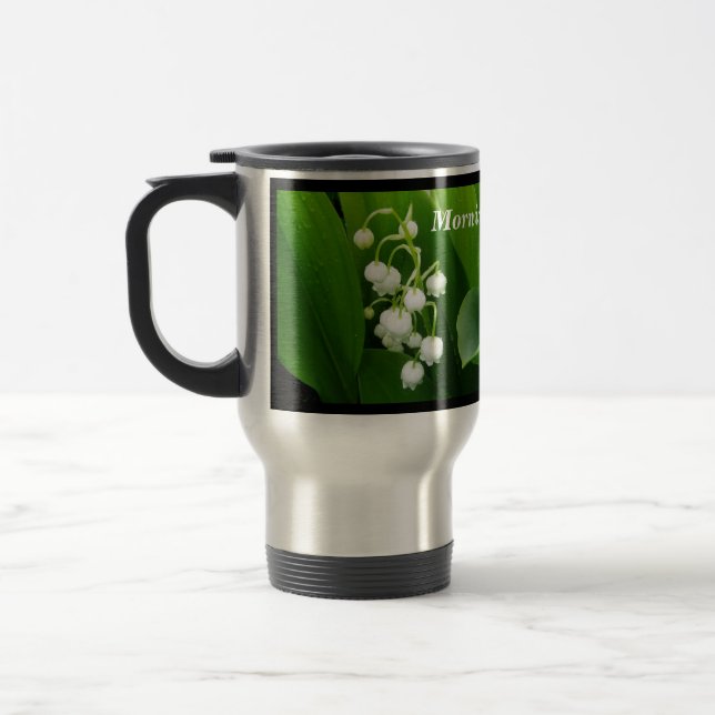 Vit blommar liljekonvaljtravel mug resemugg (Vänster)