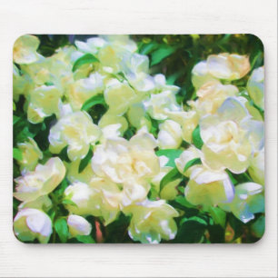 Vit blommar Mousepad Musmatta