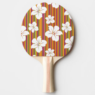 Vit blommar på en randig bakgrund pingisracket