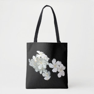 Vit Blommar Tote Bag Tygkasse