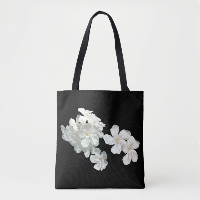 Vit Blommar Tote Bag Tygkasse (Framsida)
