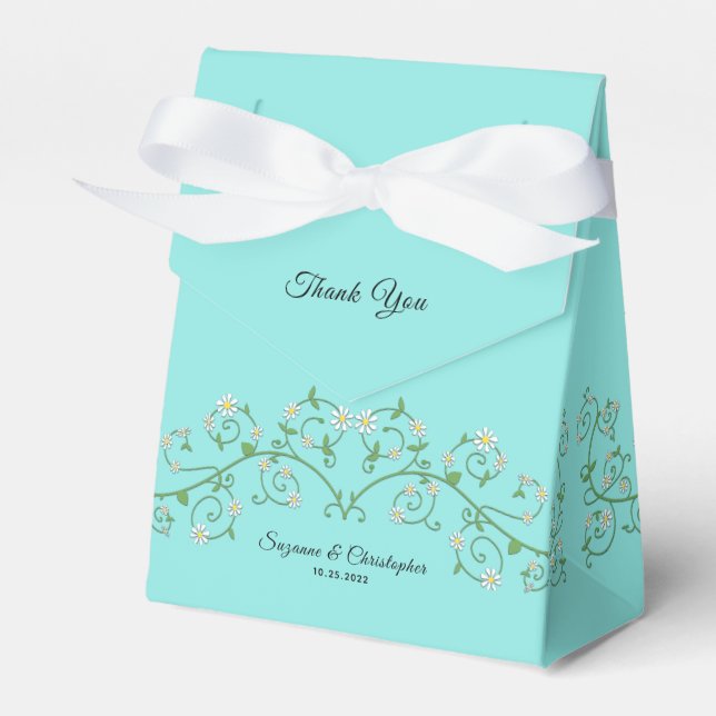 Vit Blommar Vine-Tack blå favoritruta Presentaskar (Framsidan Sidan)