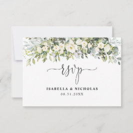 Vit Blommig Bröllops-RSVP-Kort OSA Kort