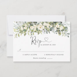 Vit Blommig Bröllops-RSVP-Kort OSA Kort