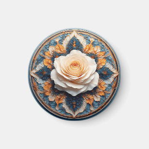 Vit blommig designpresent för henne magnet